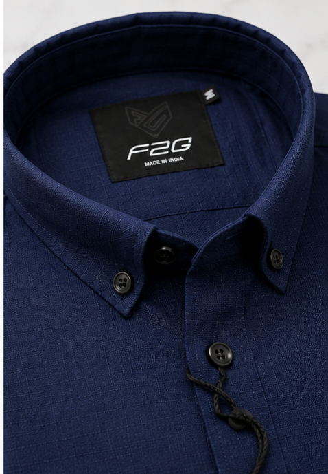 F2G Premium old money Cotton Full Sleeve Shirt – Navy Blue