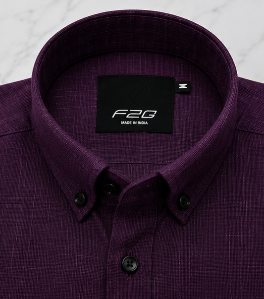 F2G Premium OLD money Cotton Full Sleeve Shirt - Deep Plum Purple