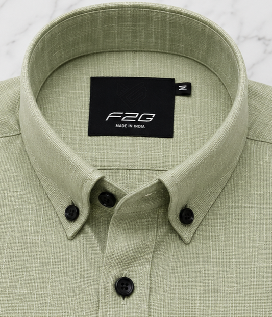 F2G Premium Old money Cotton Full Sleeve Shirt - Sage Green