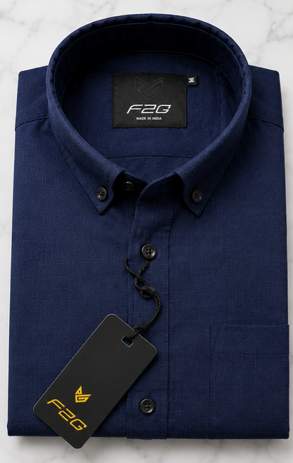 F2G Premium old money Cotton Full Sleeve Shirt – Navy Blue