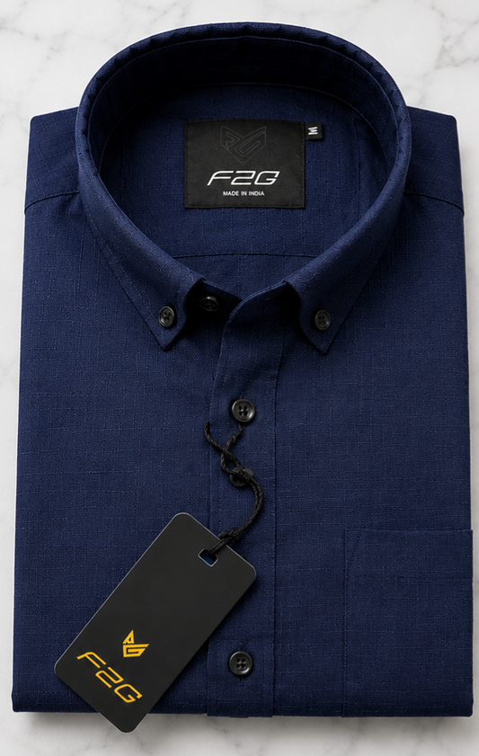 F2G Premium old money Cotton Full Sleeve Shirt – Navy Blue