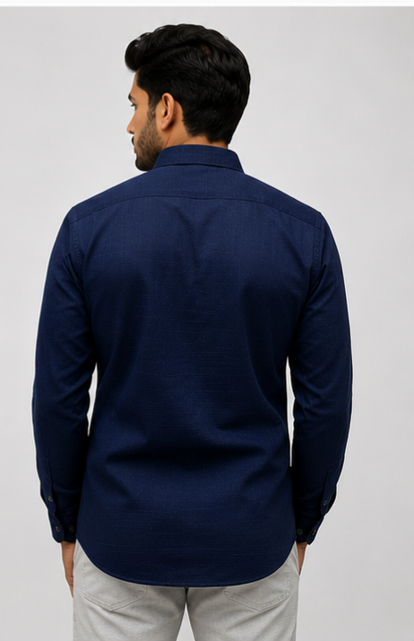 F2G Premium old money Cotton Full Sleeve Shirt – Navy Blue