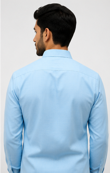 F2G Premium OLD MONEY Cotton Full Sleeve Shirt – Light Blue