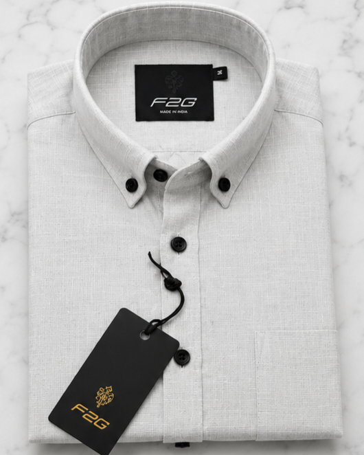 F2G Premium old money Cotton Full Sleeve Shirt – Pearl White