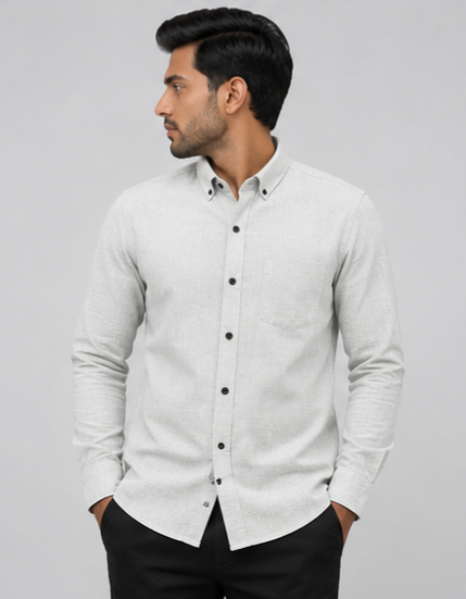 F2G Premium old money Cotton Full Sleeve Shirt – Pearl White