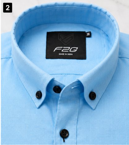 F2G Premium OLD MONEY Cotton Full Sleeve Shirt – Light Blue