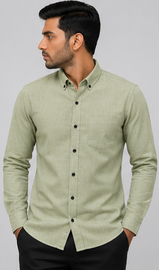 F2G Premium Old money Cotton Full Sleeve Shirt - Sage Green