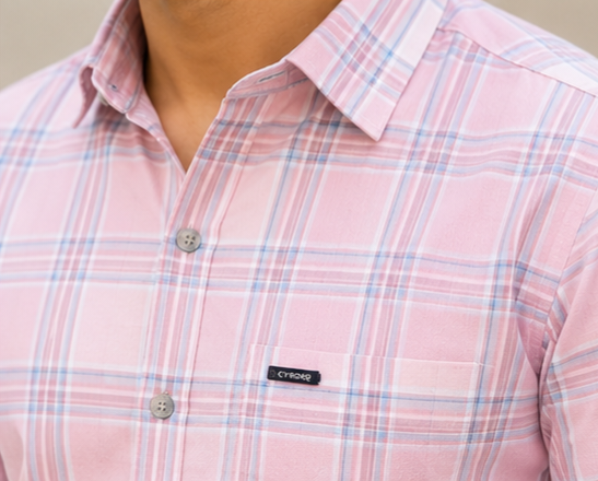 CYBORG Premium Casual Shirt - Pink Checks