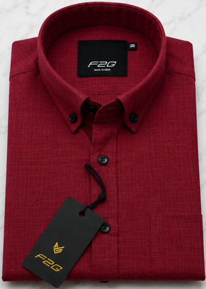 F2G Premium Old money Cotton Full Sleeve Shirt - Wine Red