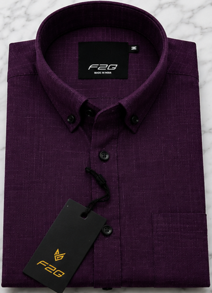 F2G Premium OLD money Cotton Full Sleeve Shirt - Deep Plum Purple