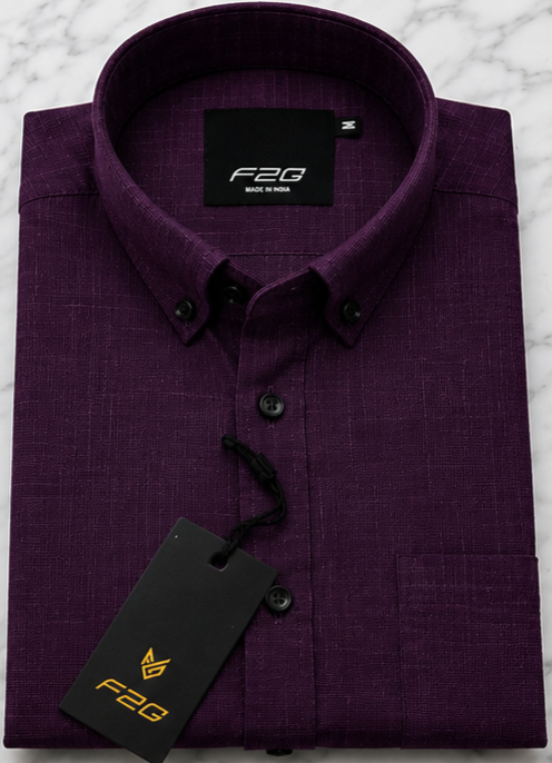 F2G Premium OLD money Cotton Full Sleeve Shirt - Deep Plum Purple