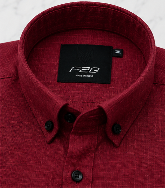 F2G Premium Old money Cotton Full Sleeve Shirt - Wine Red