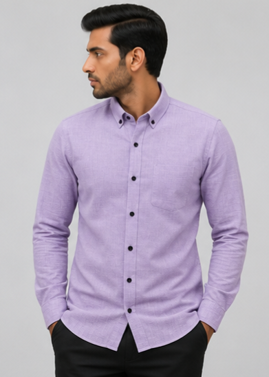 F2G Premium Old money Cotton Full Sleeve Shirt - Lavender Purple