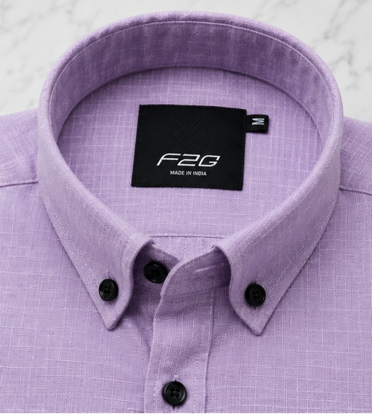 F2G Premium Old money Cotton Full Sleeve Shirt - Lavender Purple